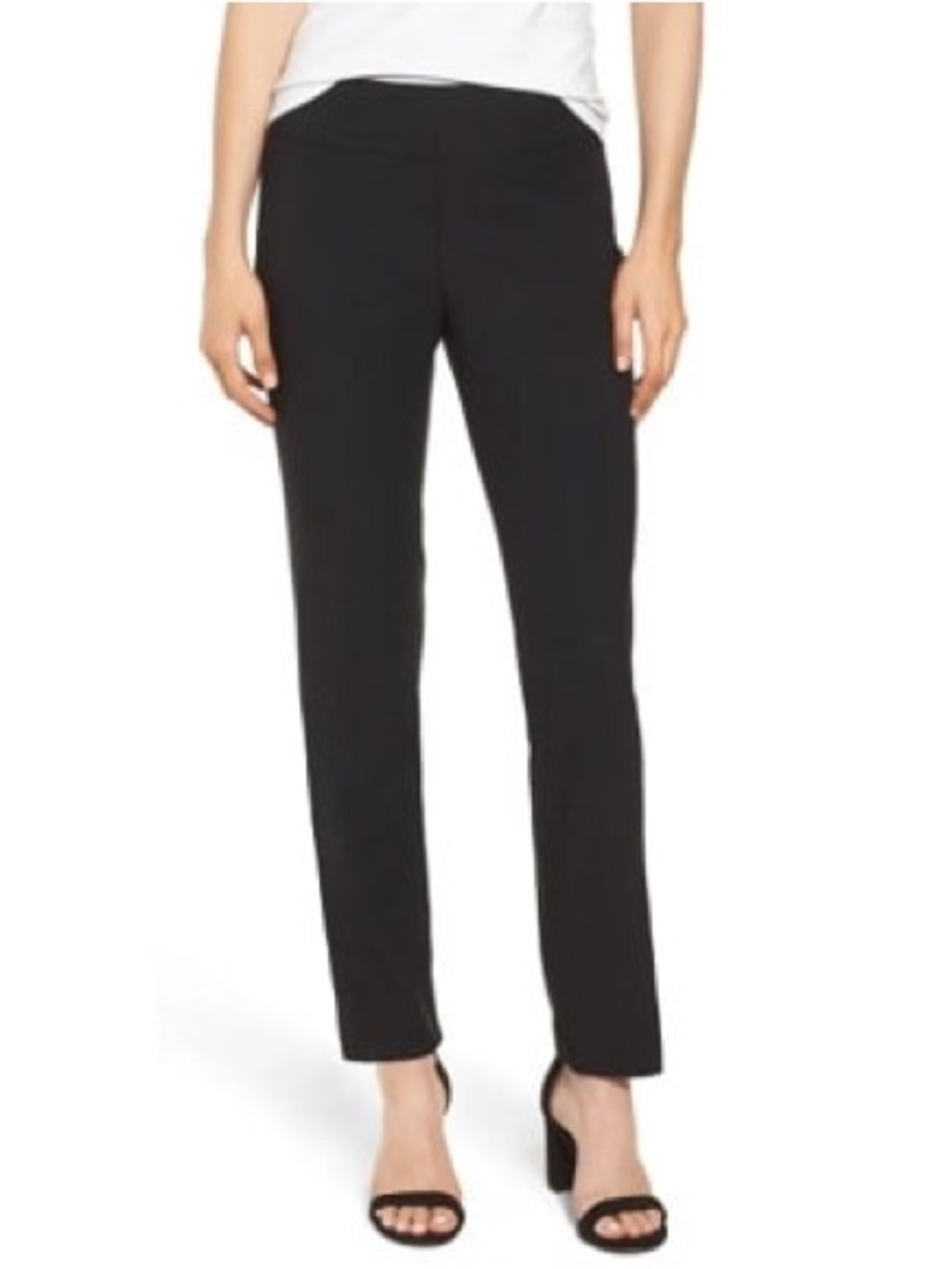 LAFAYETTE 148 NY Chrystie Black Stretch Cotton Tapered Trousers 12 Minimalist